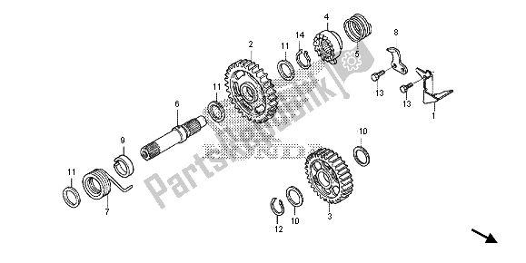 Alle onderdelen voor de Kick Startspindel van de Honda CRF 250X 2013