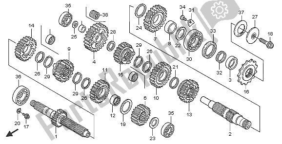 All parts for the Transmission of the Honda CRF 450R 2005