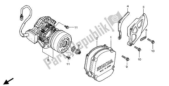 All parts for the Left Crankcase Cover & Generator of the Honda CR 250R 2006