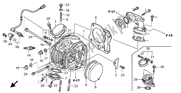 Alle onderdelen voor de Cilinderkop van de Honda ANF 125 2007