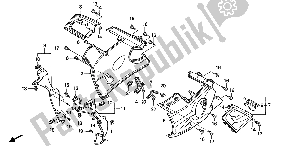 Todas as partes de Capuz Inferior do Honda CBR 600F 1992