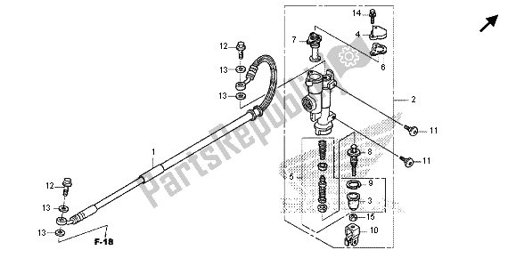 All parts for the Rear Brake Master Cylinder of the Honda CRF 450R 2013