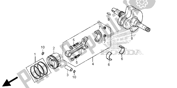 All parts for the Crankshaft & Piston of the Honda SH 300A 2013