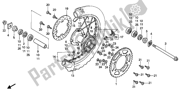 Todas las partes para Rueda Trasera de Honda CR 500R 1 1993