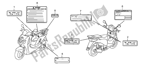 Todas las partes para Etiqueta De Precaución de Honda PES 150 2006