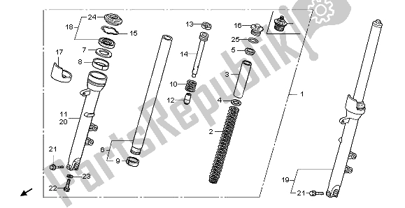 All parts for the Front Fork of the Honda CBF 600S 2007