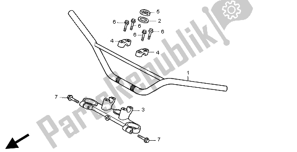 Alle onderdelen voor de Handvatpijp & Hoogste Brug van de Honda CR 80R SW 2002