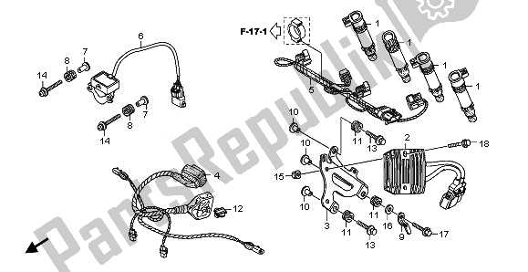 Todas as partes de Sub Arnês do Honda CBR 600 RR 2008