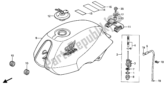 Todas las partes para Depósito De Combustible de Honda XBR 500S 1987