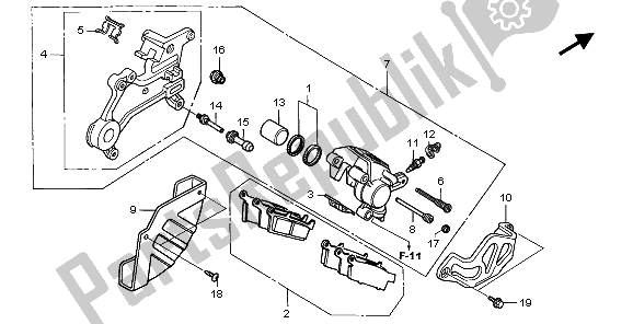 Tutte le parti per il Pinza Freno Posteriore del Honda XR 650R 2000