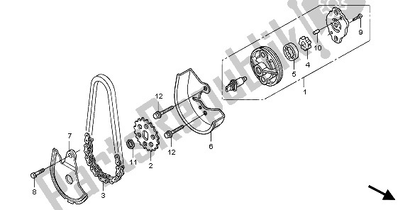 All parts for the Oil Pump of the Honda PES 150 2007