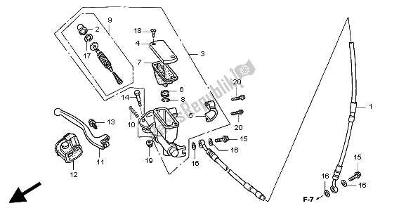 Todas as partes de Fr. Cilindro Mestre De Freio do Honda CR 250R 2003