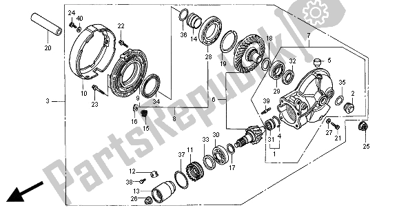 All parts for the Final Driven Gear of the Honda NT 650V 2000