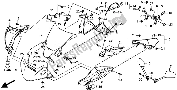 Todas las partes para Capucha Superior de Honda CBR 250 RA 2011