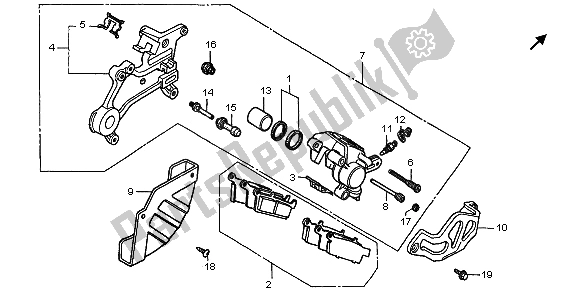 Todas las partes para Pinza De Freno Trasero de Honda CR 125R 1998