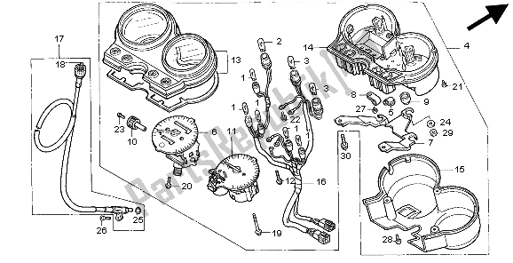 Alle onderdelen voor de Meter (kmh) van de Honda CB 500 1999