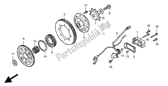 All parts for the Starting Clutch of the Honda ST 1100 1997