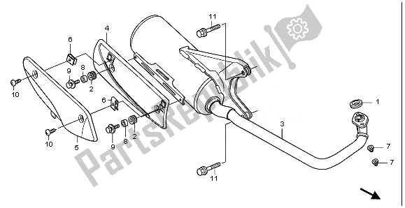 All parts for the Exhaust Muffler of the Honda NHX 110 WH 2008