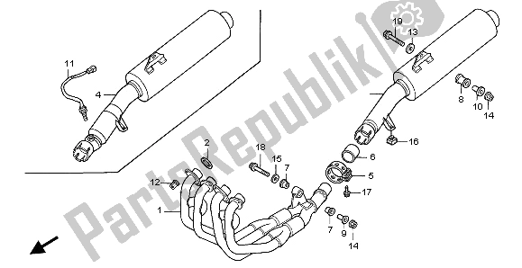 Tutte le parti per il Silenziatore Di Scarico del Honda CBR 600F 2006