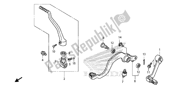 Tutte le parti per il Pedale E Kick Starter del Honda CRF 150 RB LW 2013