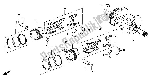 All parts for the Crankshaft & Piston of the Honda FJS 400A 2009