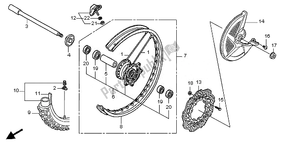 All parts for the Front Wheel of the Honda CRF 450R 2010