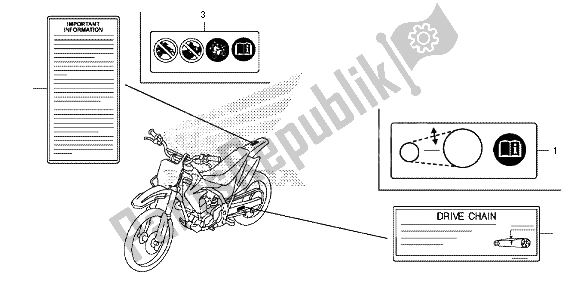 Tutte le parti per il Etichetta Di Avvertenza del Honda CRF 150 RB LW 2013