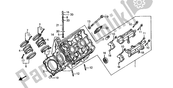 All parts for the Left Cylinder Head of the Honda ST 1100 1992