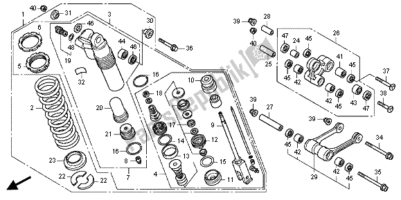 All parts for the Rear Cushion of the Honda CRF 150R SW 2012