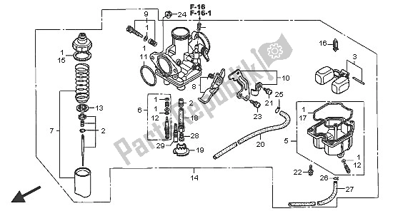 Todas as partes de Carburador do Honda TRX 250 EX Sporttrax 2005