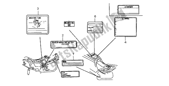 All parts for the Caution Label of the Honda GL 1500 SE 1995