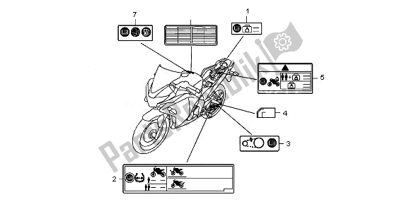 Tutte le parti per il Etichetta Di Avvertenza del Honda CBR 250R 2011