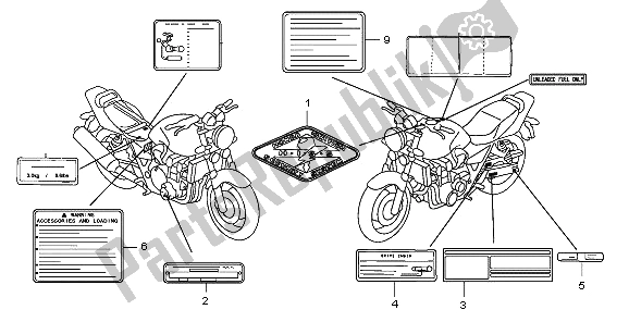 Toutes les pièces pour le étiquette D'avertissement du Honda CB 1300A 2009