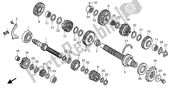 All parts for the Transmission of the Honda VFR 800A 2003