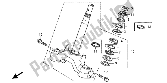 All parts for the Steering Stem of the Honda WW 125 2013