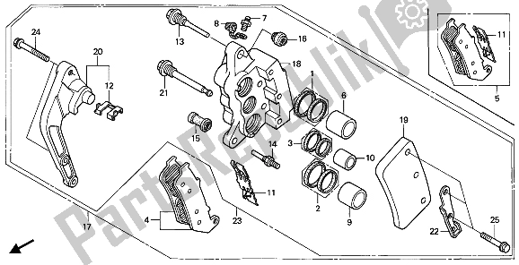 All parts for the Front Brake Caliper of the Honda CBR 1000F 1993