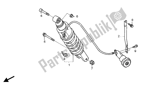 All parts for the Rear Cushion of the Honda ST 1300 2007