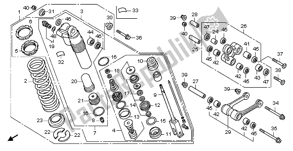 Alle onderdelen voor de Achterkussen van de Honda CRF 150 RB LW 2009