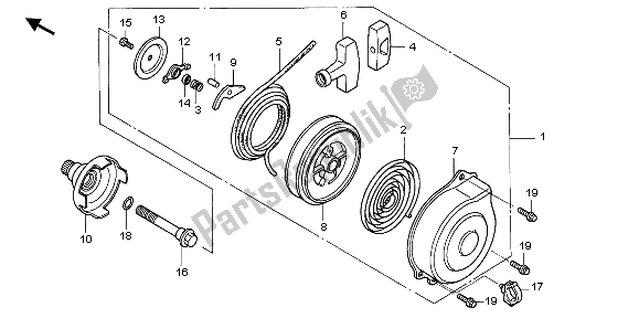 All parts for the Recoil Starter of the Honda TRX 400 FA Fourtrax Rancher AT 2004