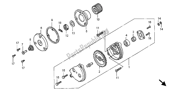 All parts for the Oil Pump of the Honda XLR 125R 1999