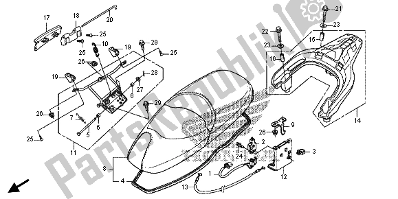 Alle onderdelen voor de Stoel En Bagagedrager van de Honda FES 125A 2012