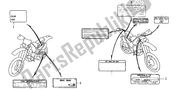 Todas las partes para Etiqueta De Precaución de Honda XR 650R 2004