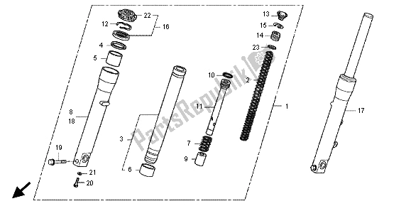 Todas as partes de Garfo Dianteiro do Honda SH 300R 2012