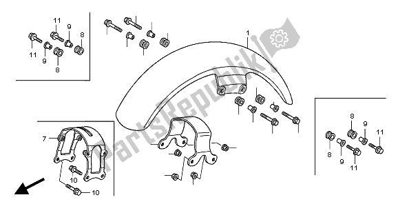 Tutte le parti per il Parafango Anteriore del Honda VT 750C2B 2010