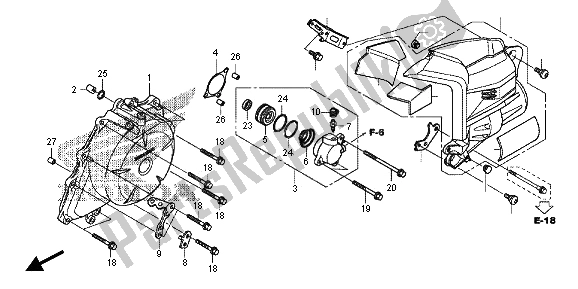 All parts for the A. C. Generator Cover of the Honda VFR 1200X 2013