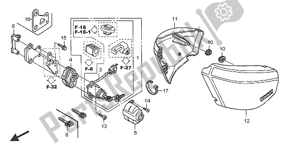 All parts for the Side Cover of the Honda VTX 1300S 2005