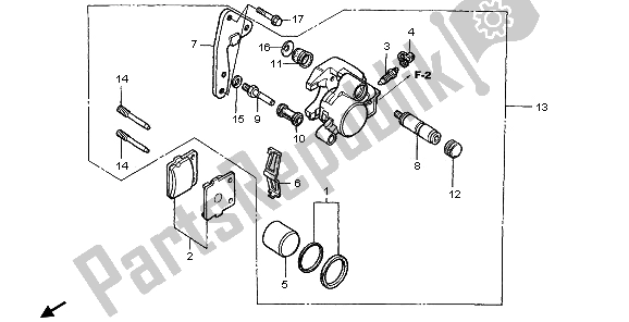All parts for the Front Brake Caliper of the Honda CR 85R SW 2006