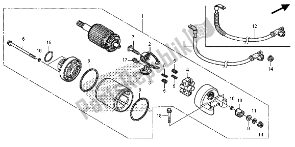 All parts for the Starter Motor of the Honda VT 750 CS 2013