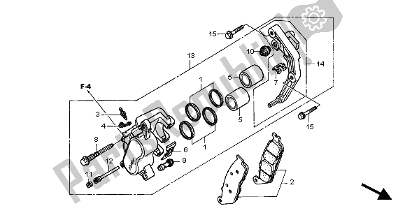 All parts for the Front Brake Caliper of the Honda CBF 500 2004