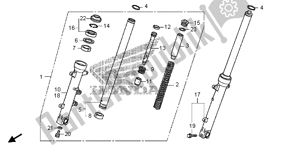 Alle onderdelen voor de Voorvork van de Honda CBR 500 RA 2013
